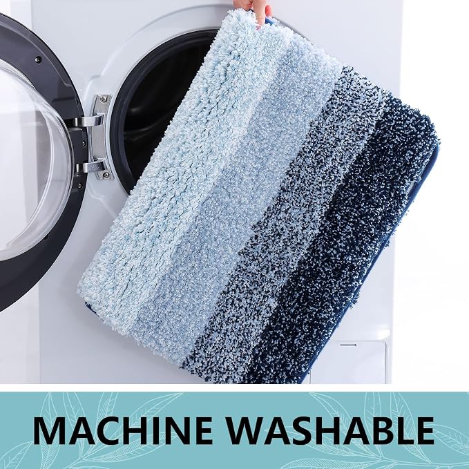 Arotive Microfiber Bathroom Rugs, Shaggy Soft and Absorbent Bath Rug, Thick Plush Machine Washable Dry Bath Mats for Bathroom, Tub and Shower, 24x24, Dark Blue, Round
