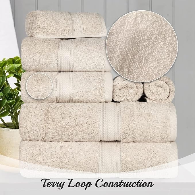 SUPERIOR Egyptian Cotton Pile Heavyweight Bath Sheet, 2 Piece Set, Cream | Highly Absorbent, Ultra Soft Luxury 800 GSM Towel Set for Bathroom, Shower, Hotel Essentials Oversize Plush Madeline Towels