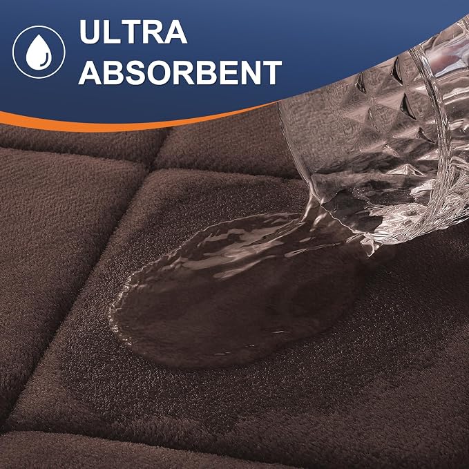 OLANLY Memory Foam Bath Mat 59x24, Ultra Soft and Absorbent Bathroom Rugs, Machine Washable, Comfortable Bath Carpet for Bathroom Floor, Tub and Shower, Brown
