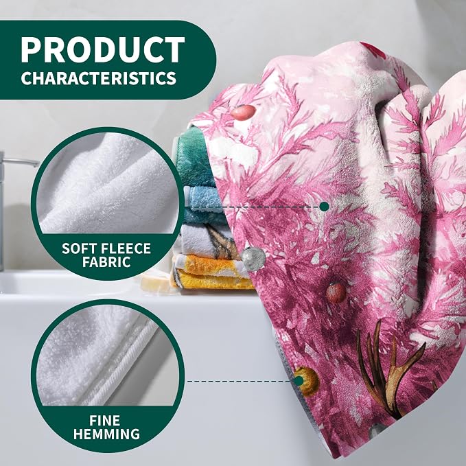 Pink Winter Fleece Bath Towel Absorbent Microfiber Decoration Bathroom Towel for Holiday