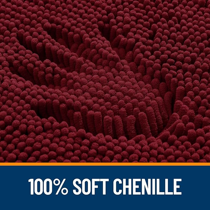 OLANLY Large Bathroom Rugs 40x32, Extra Soft Absorbent Chenille Bath Rugs, Rubber Backing Quick Dry, Machine Washable Bath Mats for Bathroom Floor, Tub and Shower, Home Decor Accessories, Burgundy