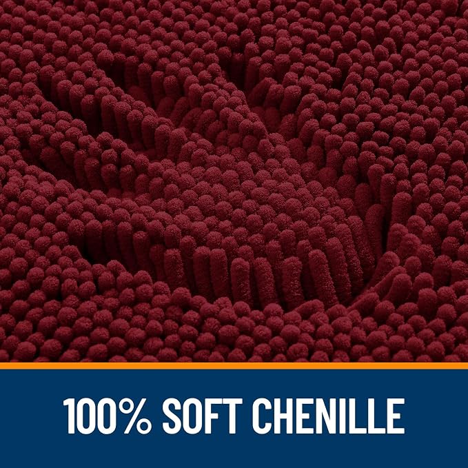 OLANLY Large Bathroom Rugs 40x24, Extra Soft Absorbent Chenille Bath Rugs, Rubber Backing Quick Dry, Machine Washable Bath Mats for Bathroom Floor, Tub and Shower, Home Decor Accessories, Burgundy