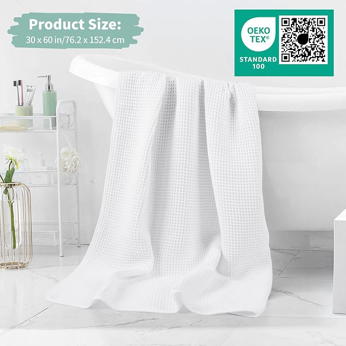 MICROFI New Microfiber Waffle Bath Towels, 2 Pieces, Oversized, Soft, Absorbent, Fast Drying, Lint Free 430 GSM (30''x60''/76cm x 152cm)