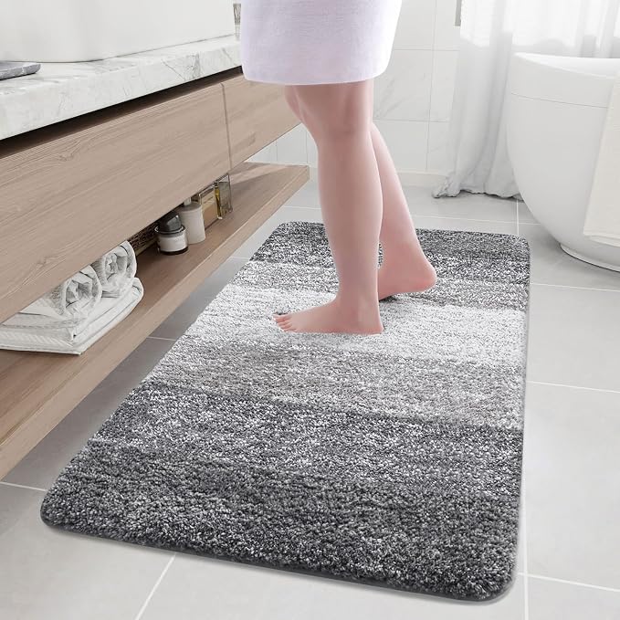Arotive Microfiber Bathroom Rugs, Shaggy Soft and Absorbent Bath Rug, Thick Plush Machine Washable Dry Bath Mats for Bathroom, Tub and Shower, 50x30, Grey, Rectangular