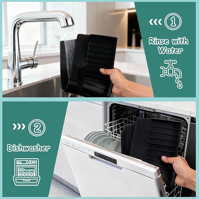 Silicone Sink Edge Protector Splash Guard,Sink Granite Edge Protector,30x4 Inch with Suction Cups & 5°Tilt, Cuttable for Kitchen Bathroom Countertops, Granite Quartz Surfaces (Black)