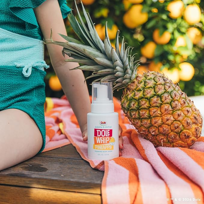 Dabble & Dollop Dole Whip® Pineapple Foaming Body Wash 2-Pack - Natural Origin Scent, Gentle Body Wash for Kids, Toddlers & Family, Sensitive Skin, Sulfate & Paraben Free (8 fl oz, Pack of 2)