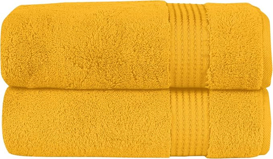 Elegant Comfort Premium Turkish Cotton 2 Pack Bath Towel Set - 27 x 54 inch, Luxurious Hotel Spa Quality 100% Turkish Cotton 2PC Bath Towel Set - Highly Absorbent - Soft Bathroom Towels, Orange