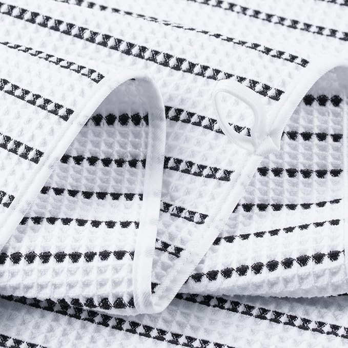 POLYTE 430 GSM Microfiber Quick Dry Lint Free Oversize Bath Towel Set, 6 Piece (Waffle Weave)