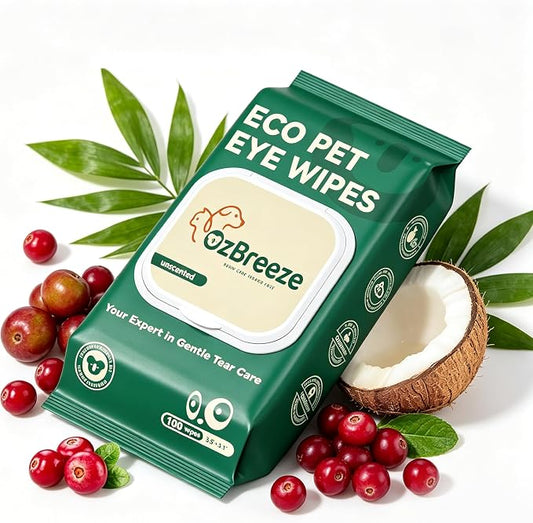 Eye Wipes for Dogs & Cats, Gently Remove Tear Stains, Debris & Discharge, Hypoallergenic Pet Eye Cleaner for Eyes, Wrinkles & Face, Unscented with Natural Coconut Oil & Provitamin B5, 100ct
