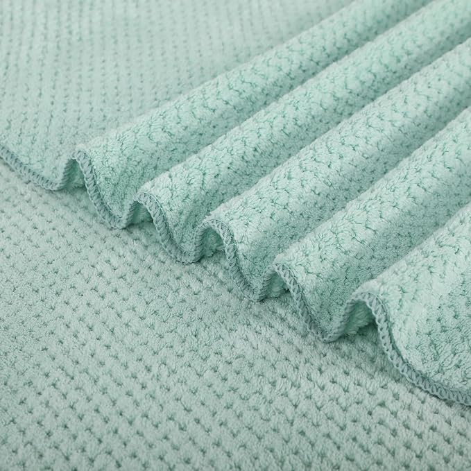 2 Pack Bath Towel Set, Lightweight Waffle Bath Towel Set, Microfiber Super Soft Highly Absorbent, Sturdy Quick Drying Towels for Bathroom, Gym, SPA, Yoga (2 Piece 27" x 55", Green)