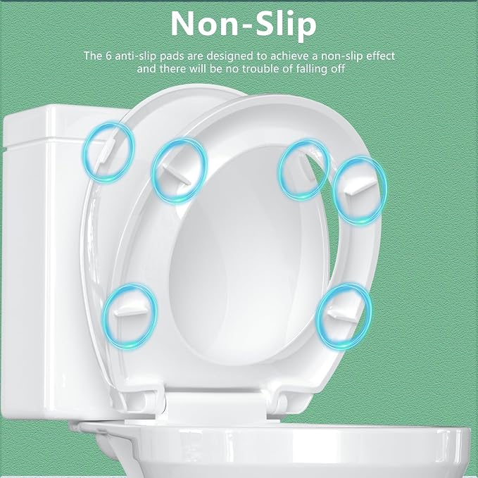 Aünsffer Toilet Seat Round Soft Close 2 PACK, Toilet lid Round Slow Close 16.5 inch, PP Material Safe and Easy Clean, Quick Installation & Never Loosen, Comfortable Ergonomic Design (White, 2 Pack)
