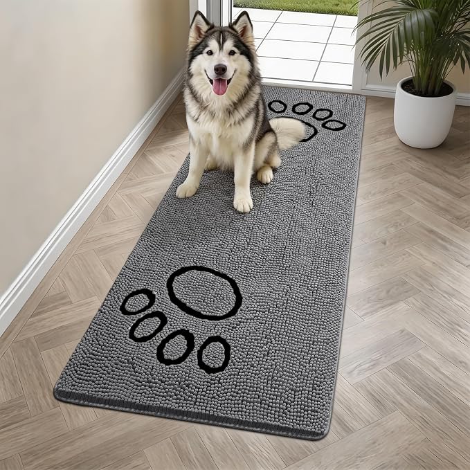 Bcoimo Super Absorbent Dog Door Mat, 60"*24" Anti Slip Mat for Muddy Paws, Pet Rugs for Dirty Paws Washable that Absorbs Moisture and Dirt, for Dog Cage and Pet Resting Carpet