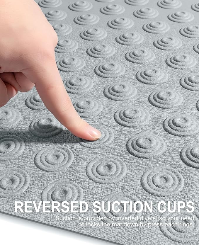 OTHWAY Reverse Suction Cup Bath Mat: 39x16 inch Extra Long Bathmat│Perfect for Ordinary or Refinished Bath Tubs │Made of Nature Rubber│Protect Your Bathtub (Grey)
