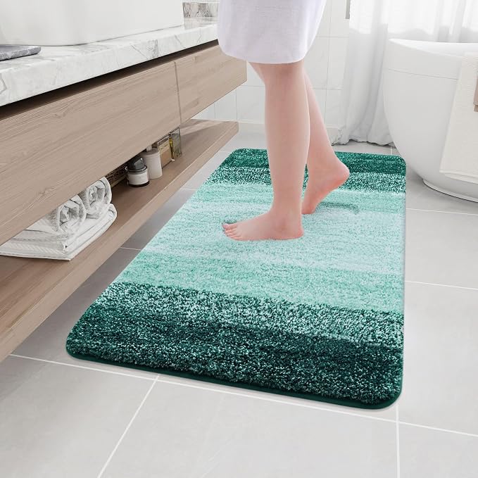 Arotive Microfiber Bathroom Rugs, Shaggy Soft and Absorbent Bath Rug, Thick Plush Machine Washable Dry Bath Mats for Bathroom, Tub and Shower, 44x32, Dark Green, Rectangular