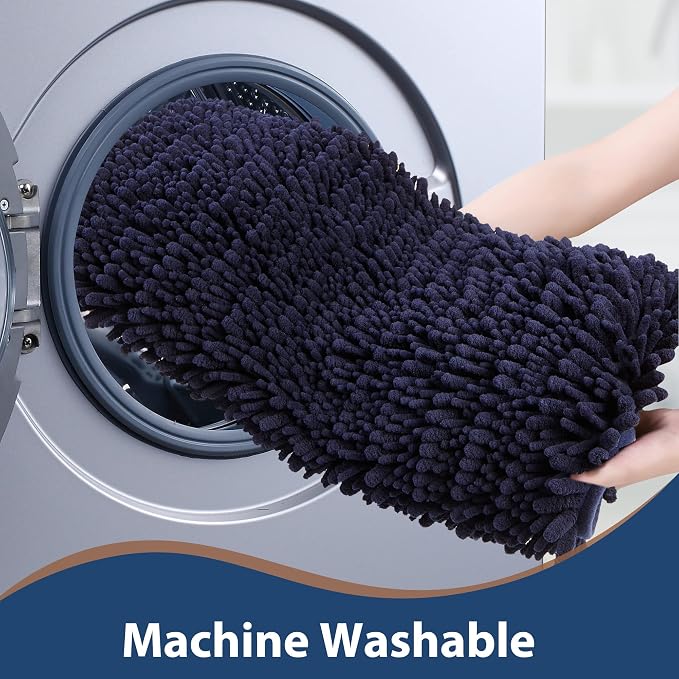 FLOLEOPA Soft Plush Microfiber Bathroom Rugs, Absorbent Bath Rugs Non Skid Machine Wash Dry Bath Mats for Tub,Shower and Bath Room Floor Mats (17x24inches, Navy Blue)
