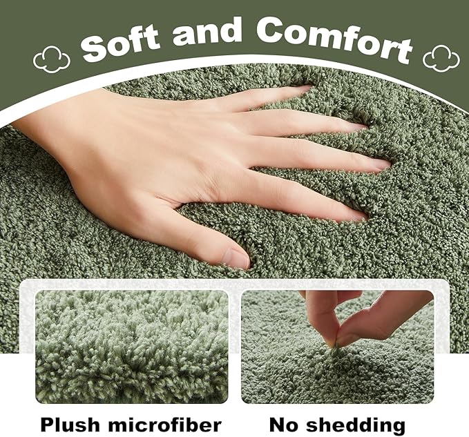 TYUU Sage Green Bathroom Rugs, Ultra Soft Bath Rugs Non Slip Washable, Super Absorbent Quick Dry Bath Mat with Rubber Backing for Bathroom Floor, Shower, or Sink, Sage Green 20" x 30"