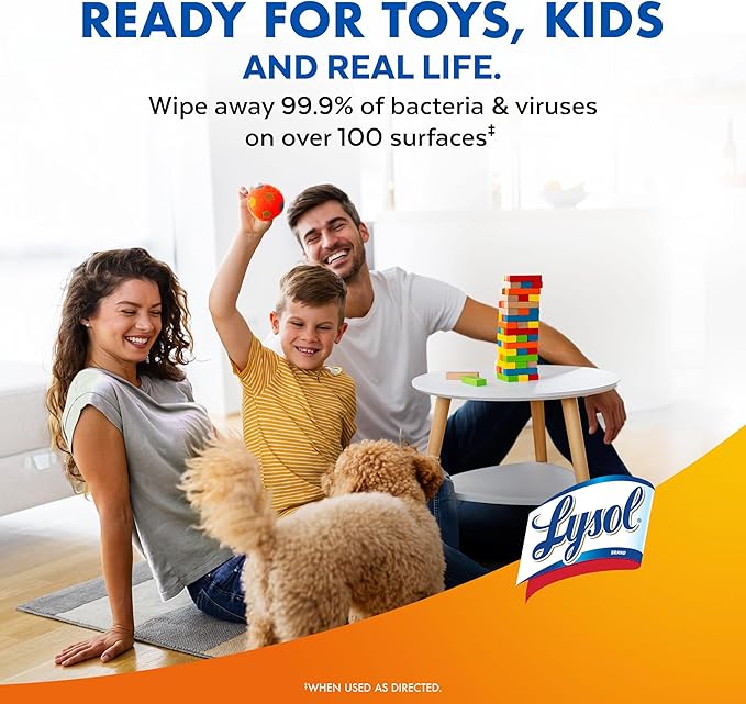 LYSOL Disinfecting Wipes, All Purpose Cleaner, Multi-Surface Antibacterial Cleaning Wipes, Household Cleaning Supplies, Dorm Essentials, Lemon + Mango & Hibiscus + Crisp Linen Scent, 80 ct. (4 Pack)