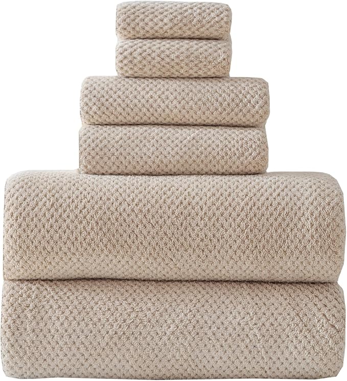 40x80 Inches Bath Sheets Towels for Adults Oversized Bath Towels Extra Large Luxury Super Soft Absorbent Quick Dry Microfiber (Beige,6PCS)