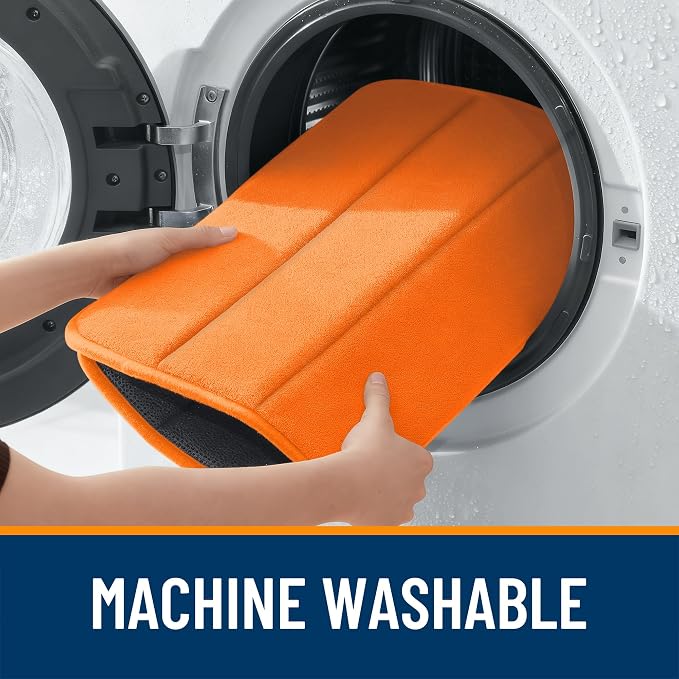 OLANLY Memory Foam Long Bathroom Rugs Runner 59x20, Super Soft Absorbent Bath Mat, Quick Dry, Machine Washable Shower Floor Rugs, Bathmat Carpet, Bathroom Home Decor Accessories, Orange