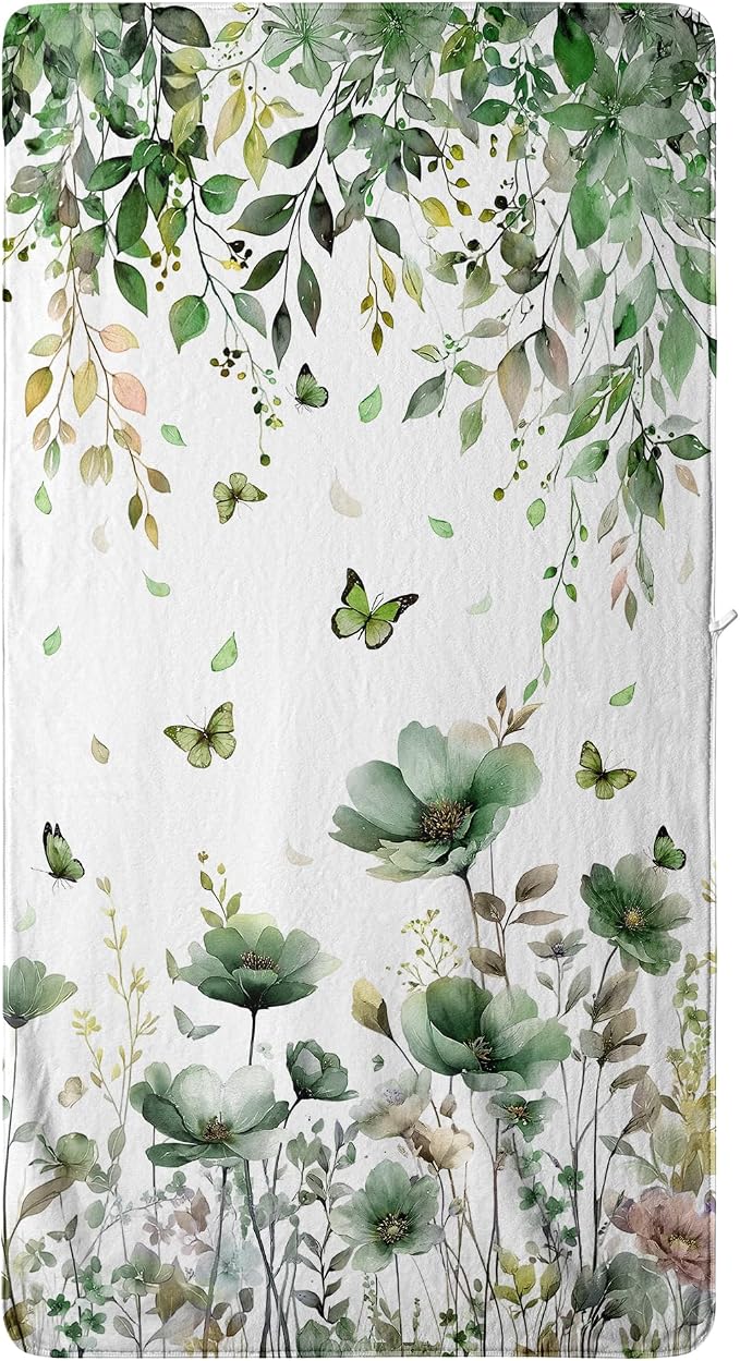 Sage Green Eucalyptus Bathroom Towel Large Thick Absorbent Velvet Bath Sheets for Adult