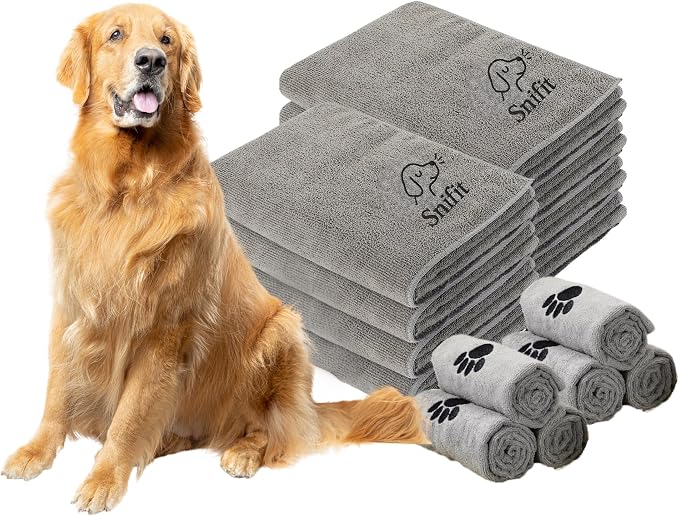 Dog Towel Keeps Your Pet Cozy After Every Use - Microfiber Towels for Drying Dogs & Cats - Quick & Efficient Grooming Gray Towel for Outdoor Play - Gently Dries Your Pet’s Fur 15.7 x 27.6in Medium