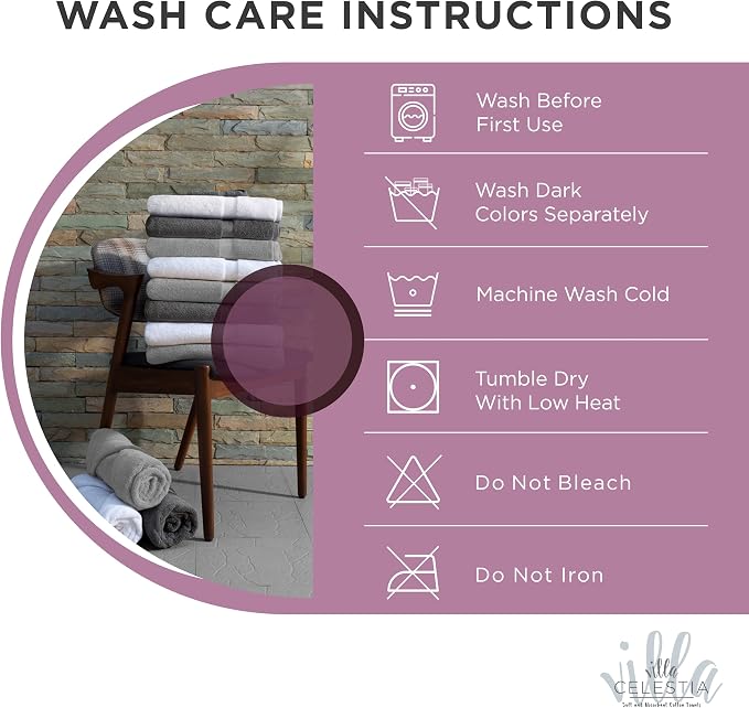 18-Piece 100% Cotton Towel Set, 4 Bath Towels, 6 Hand Towels, 8 Wash Cloth, Quick-Dry, Burgandy