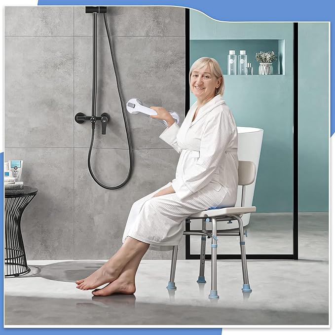 Strong Suction Grab Bars for Shower and Bathroom with 3 Suction Cups, Heavy Duty Safety Handles for Elderly and Seniors – No Drill Removable 2 Pack, Waterproof Non-Slip Bath Handr