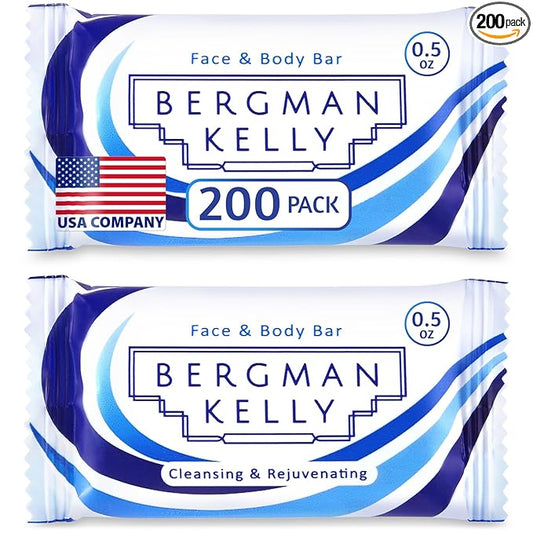 BERGMAN KELLY - Hotel Soap Bars - White Tea, 0.5 oz, 200 PK - Travel Size Luxury Bulk Amenities Bar Soap - Mini Individually Wrapped Rectangular Soap, Small Toiletries for Airbnb, Motel, Guest Bath