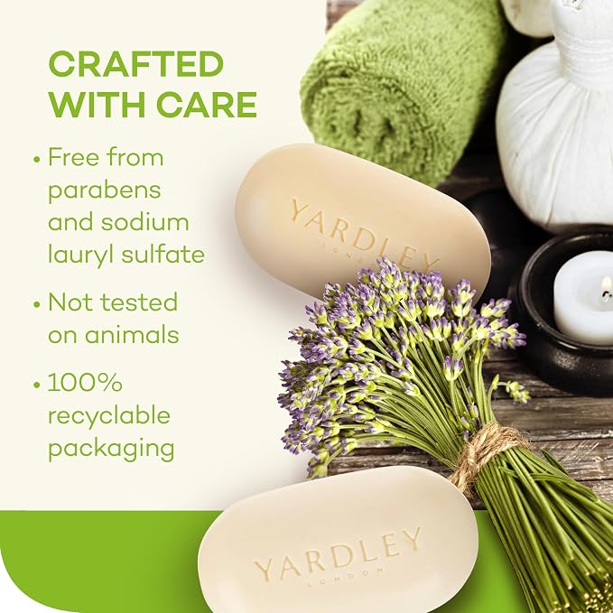 Yardley London Nourishing Bath SoapBar Aloe & Avocado, Conditions Skin with Creamy Avocado & Olive Extracts, 4.0 oz BathBar, 1 Soap Bar (Pack of 3)