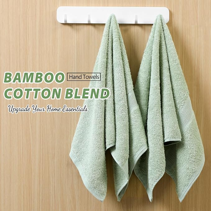 Aibaser Hand Towels-16x30inch - Lightweight and Highly Absorbent Hand Towels for Bathroom, Travel, Gym, Shower and Spa (Green)