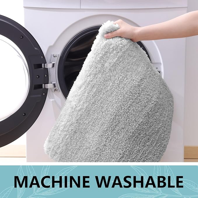 Arotive Microfiber Bathroom Rugs, Shaggy Soft and Absorbent Bath Rug, Thick Plush Machine Washable Dry Bath Mats for Bathroom, Tub and Shower, 59x24, Light Grey, Rectangular