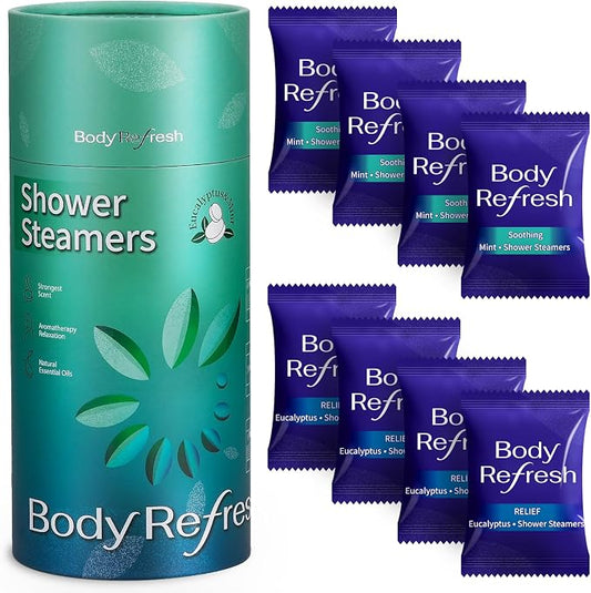Shower Steamers Aromatherapy - 8 Pack Shower Bombs with Essential Oils, Eucalyptus for Shower， Eucalyptus Mint Shower Steamer for Women Men, Stress Relief Home Spa Relaxation Self Care
