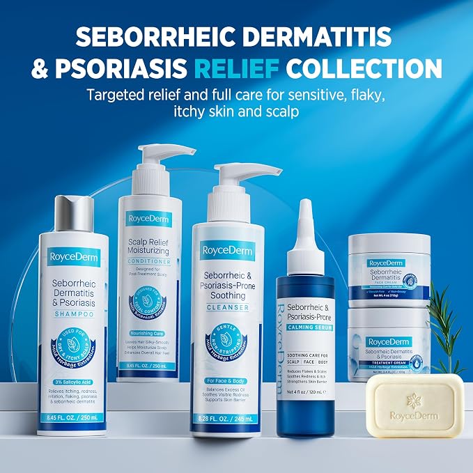 Roycederm Seborrheic Dermatitis Face & Body Wash - Foaming Daily Face Wash for SD-Prone and Psoriasis-Prone, Oily, Flaky, Redness-Prone and Sensitive Skin - Fragrance-Free, 8.45 Fl Oz