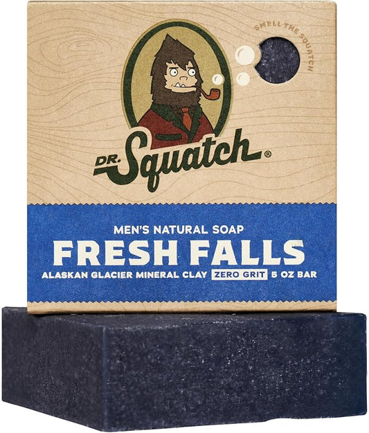 Dr. Squatch Natural Men’s Bar Soap - Cold Process Body Soap Bar with Natural Oils - Gifts for Men - Fresh Falls (5 oz)