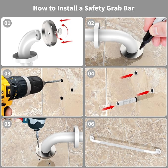 2 Pack 42 Inch Anti Slip Shower Grab Bar Handles, ZUEXT White Stainless Steel Knurled Bathroom Balance Bar, Safety Hand Rail Support,Handicap Elderly Injury Senior Assist Bath Handle(1.25" Diameter)