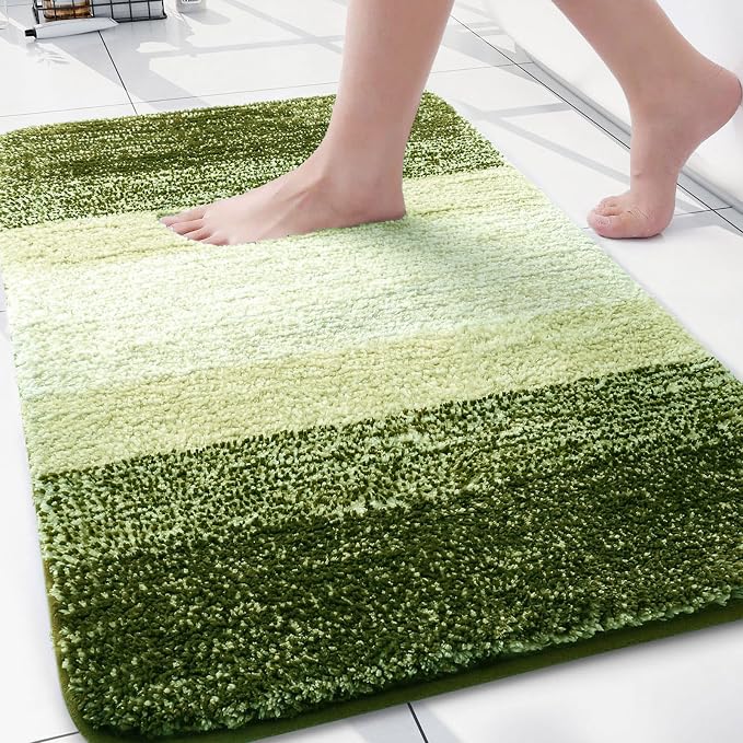 Arotive Microfiber Bathroom Rugs, Shaggy Soft and Absorbent Contour Toilet Rugs, Thick Plush Machine Washable Dry Bath Mats for Toilet Base, 30x20, Blackish Green, Rectangular