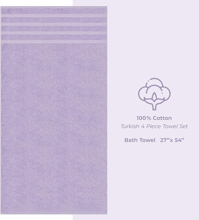 American Soft Linen 100% Cotton Luxury Turkish Towels, 4 PC Bath Towel Set | Soft Absorbent Quick Dry OEKO Tex Standard 100 Certificated Durable Machine Washable Breathable Premium Hotel Quality