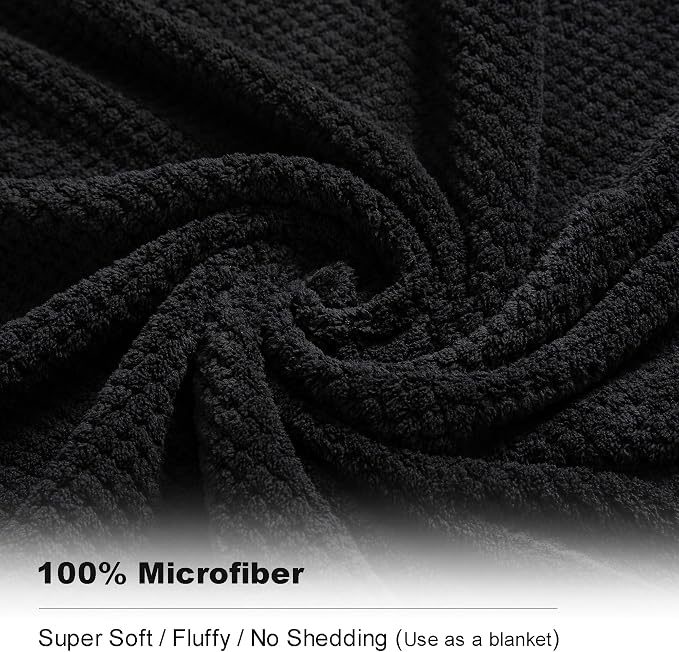 Smuge 2 Piece Hand Towels Set,100% Microfiber - Quick Dry, Thick, Soft, Plush and Highly Absorbent Luxury Hotel & Spa Bath Towel for Bathroom, Pack of 2 (Black)