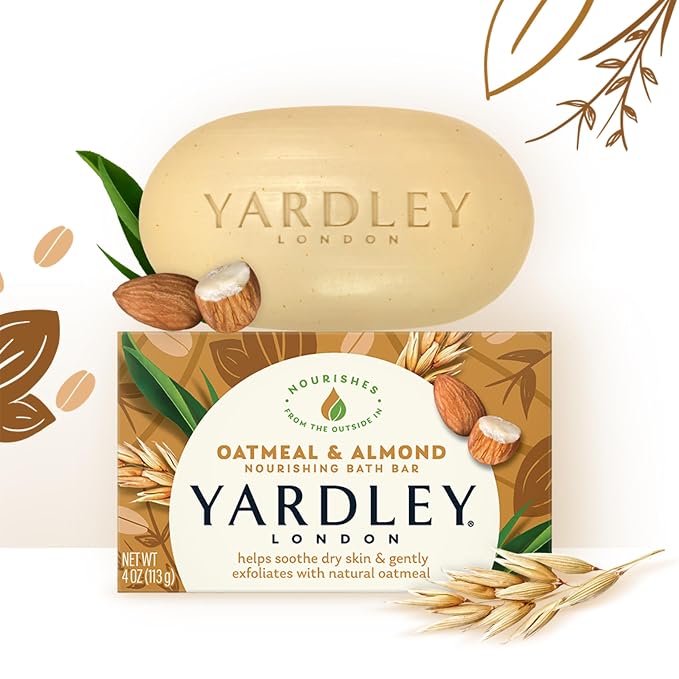 Yardley London Moisturizing Bar Oatmeal & Almond with Natural Oats 4.0 oz (Pack of 6)