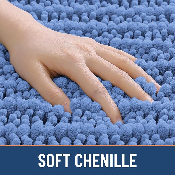 Smiry Bathroom Rugs Mat 30x20, Extra Soft Absorbent Chenille Bath Rugs, Non Slip Rubber Backing Machine Washable Quick Dry Bath Mats for Bathroom Floor, Tub, Shower, Home Accessories, Cornflower Blue
