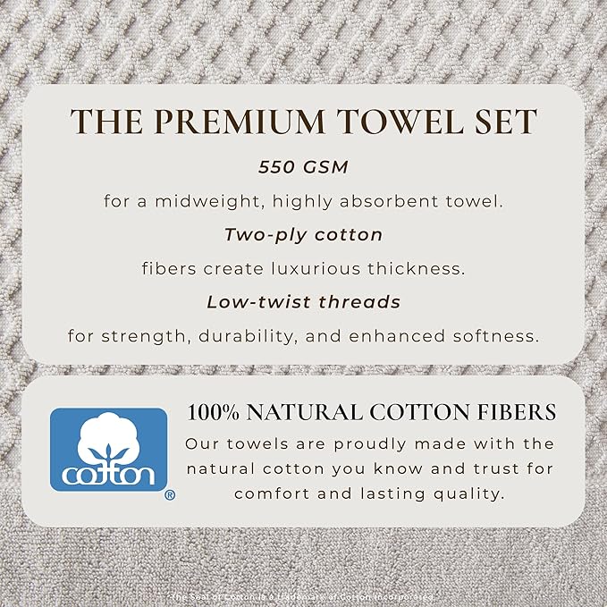 Great Bay Home Oversized Bath Sheets - 100% Cotton 2 Pack 68x35 Extra Large Towel - Absorbent, Durable, Quick-Dry Towels for Bathroom (Light Grey)