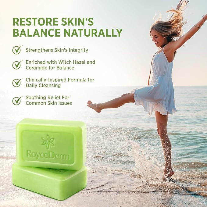 Roycederm Antifungal Bar Soap - Tea tree Oil Soap - Athlete’s Foot Treatment for Jock Itch & Ringworm - Medicated Antifungal Soap with Clotrimazole 1% - Tea Tree Oil Scent, 3 Pack