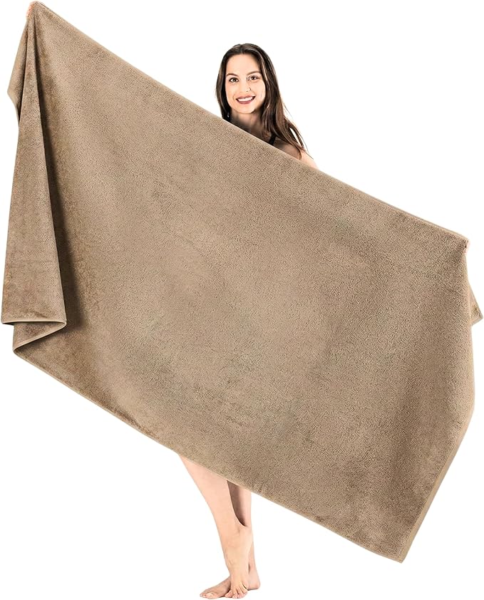 SALBAKOS Luxury 100% Turkish Cotton Bath Sheets 40x80 in Oversized Extra Large Bath Towels Thick Soft Absorbent Turkish Towel for Spa Beach (Pack of 1) (Taupe, Jumbo Bath Sheet)