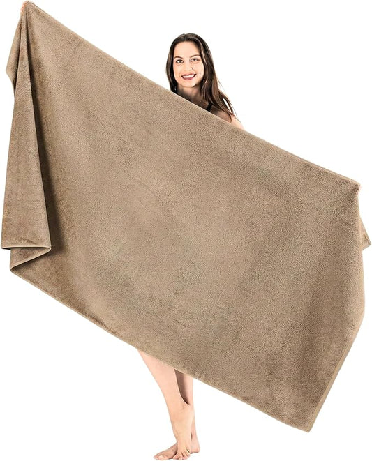 SALBAKOS Luxury 100% Turkish Cotton Bath Sheets 40x80 in Oversized Extra Large Bath Towels Thick Soft Absorbent Turkish Towel for Spa Beach (Pack of 1) (Taupe, Jumbo Bath Sheet)