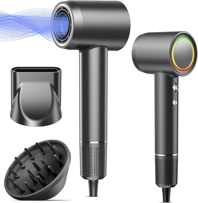 D YＳ０Ｎ Hair Dryer Alternatives, 160000RPM Professional High Speed Ionic Blow Dryer, 500 Million Negative Ions & Heat-Control & Low Noise Hairdryer & Magnetic Diffuser, Fast Drying, No Heat Damage