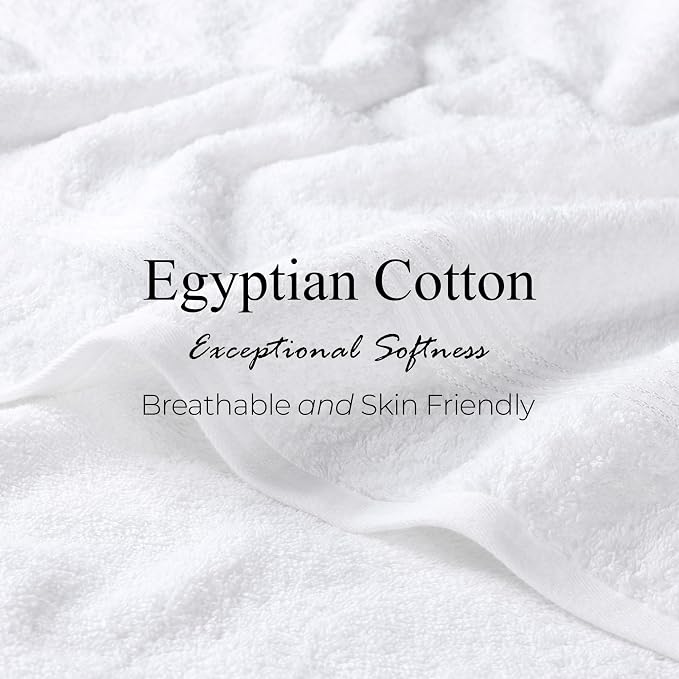 Superior 100% Egyptian Cotton Solid Bath Sheet Set, White, 2-Piece