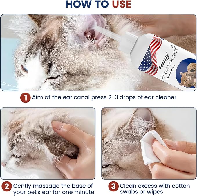 Petnanny Dog Ear Cleaner Solution, Cat Ear Cleaner Non-Stinging Ear Drops, Silver Ion & Botanical Formula for Gentle Daily Ear Care, Soothes Itching, and Removes Ear Debris Dirt, 4 fl oz