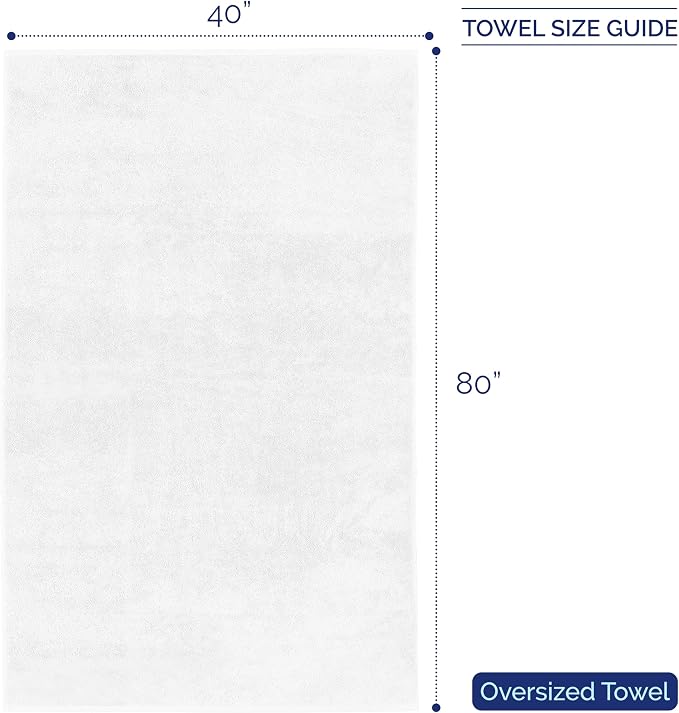 Elegant Comfort Premium Super Soft Highly Absorbent 1 Piece Oversized Bath Sheets - 40" x 80" inch, Luxurious Hotel Spa Quality 100% Turkish Cotton Extra Large Bath Towels for Adults, White/Gray
