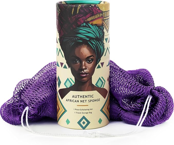 African Net Sponge Authentic - Real African Exfoliating Body Scrubber Sponge with Knots - Shower Washcloths for Exfoliator - Body Care Bathing Accessories
