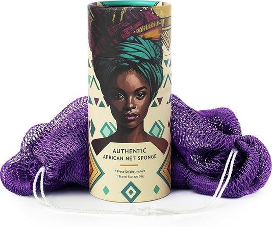 African Net Sponge Authentic - Real African Exfoliating Body Scrubber Sponge with Knots - Shower Washcloths for Exfoliator - Body Care Bathing Accessories